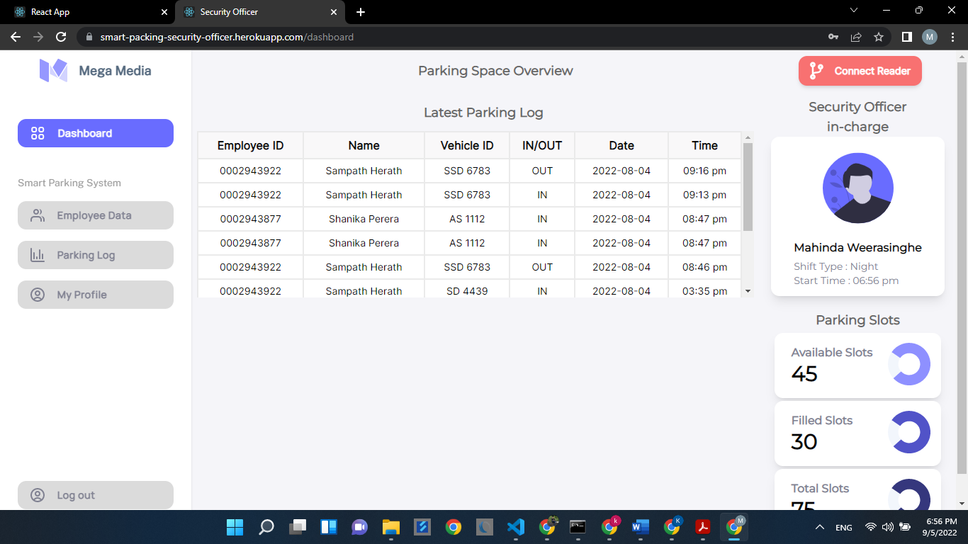 smart parking interface